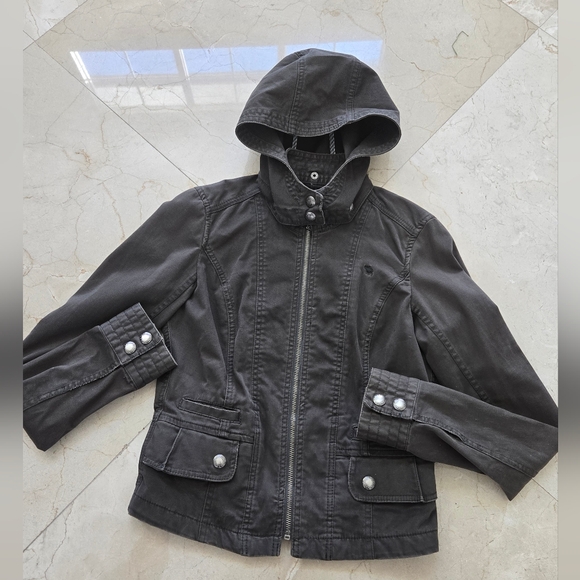 Abercrombie & Fitch Jackets & Blazers - A&F Army Green Hooded Jean Jacket